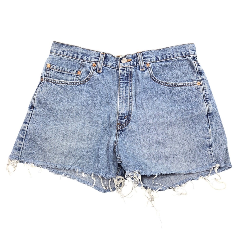 Vintage Levis 550 Denim Shorts Mens 34 Blue Relaxed Fit Cut Off Made in USA Y2K